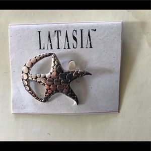 Latasia brooch vintage new silvertone